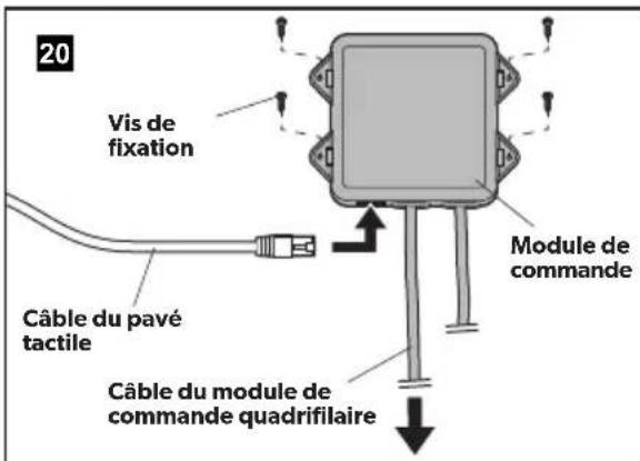 20 Vis de fixation Câble du pavé tactile Module de commande Câble du module de commande quadrifilaire