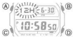 CASIO G-Shock GX-56 - - Basculement entre le mode Indication de l'heure 12 heures et 24 heures - 2