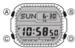 CASIO G-Shock GX-56 - - Éclairage manuel de l'écran - 1