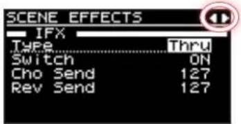 SCENE EFFECTS IFX TYPE.... Thru Switch......ON Cho Send......127 Rev Send......127