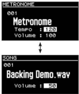 METRONOME 001 Metronome Tempo : 120 Volume : 100 SONG 001 Backing Demo.way Volume : 50