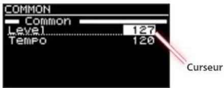 COMMON Common Level 127 Tempo 120 Curseur