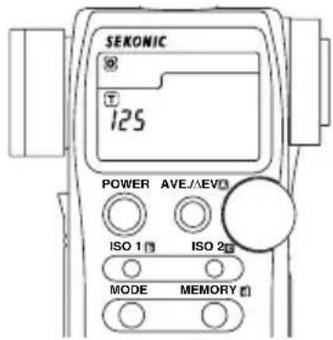 SEKONIC 125 POWER AVE./AEO ISO 1 ISO 2 MODE MEMORY