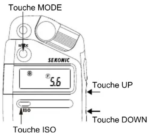 Touche MODE MODE SEKONIC 5.6 ISO Touche UP Touche DOWN Touche ISO