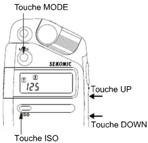 Touche MODE MODE SEKONIC 125 T ISO Touche UP Touche DOWN Touche ISO