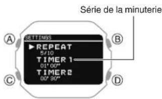 CASIO G-Shock DW-H5600 - - Pour configurer les réglages du compteur d'intervalles avec la montre - 5
