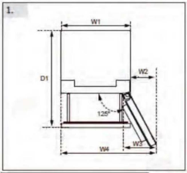 CANDY CNCQ4T618EW - Spazio consigliato quando la porta è aperta (Fig. 1.2.) - 1