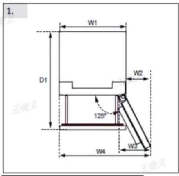 CANDY CNCQ2T620EB - Recommended space when door is opened(Fig.1.2.) - 1