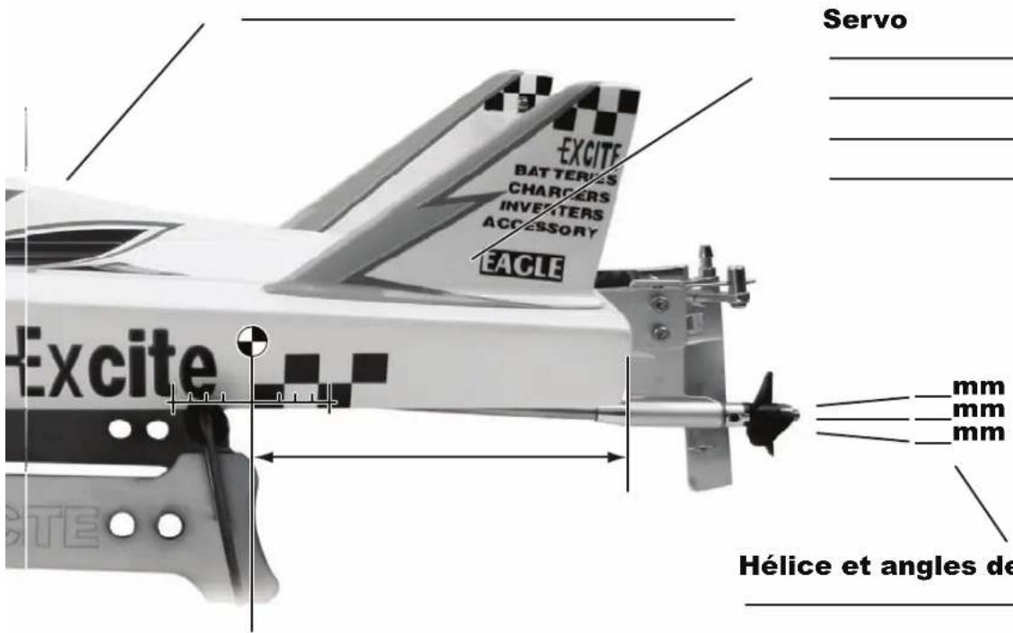 Servo Excite BATTERIES CHARGERS INVEITERS ACCESSORY EAGLE mm mm mm Excite Hélice et angles de