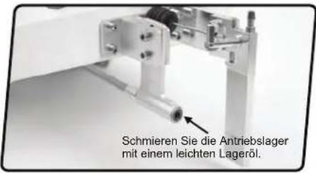 Schmieren Sie die Antriebslager mit einem leichten Lageröl.