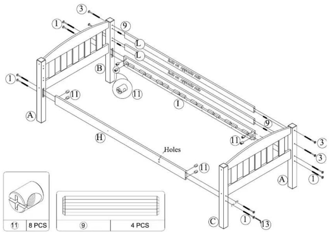 Dorel DA7499W - TWIN/FULL BUNK BED DA7499E / DA7499W - 1