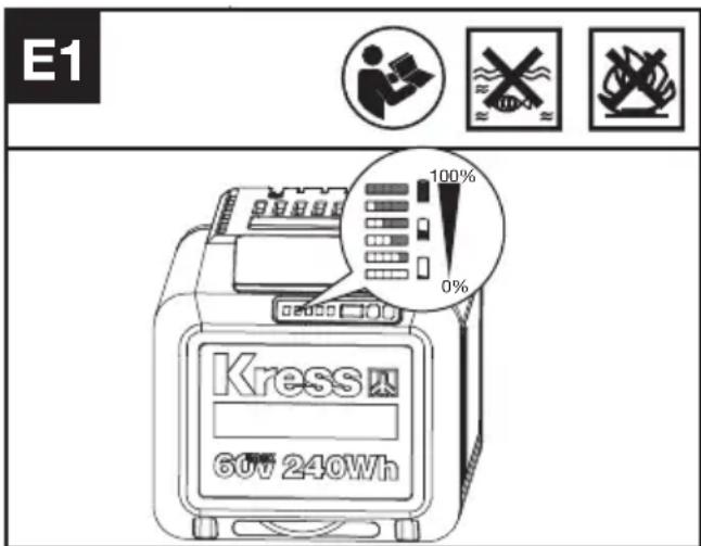 KRESS KC300.9 - COMPROBACIÓN DEL NIVEL DE CARGA DE LA BATERÍA (VER FIG. E1) - 1