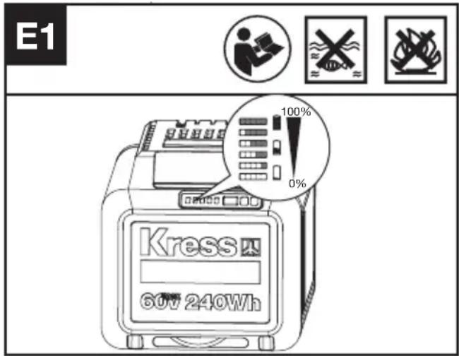 KRESS KC300.9 - KONTROLL AV BATTERIETS LADDNINGSTILLSTÅND (SE FIGUR E1) - 1