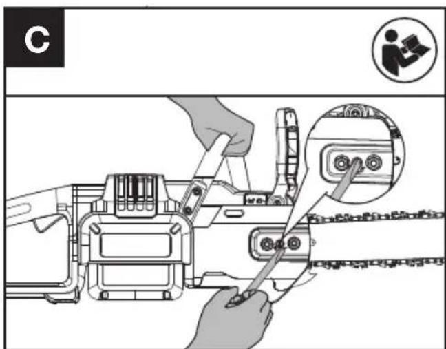 KRESS KC300.9 - TENSION DE LA CHAÎNE (Voir Fig. B, C) - 2