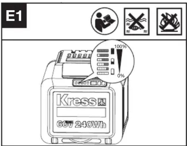 KRESS KC300.9 - AKUN LATAUSTILAN TARKISTAMINEN (ks. kuva E1) - 1