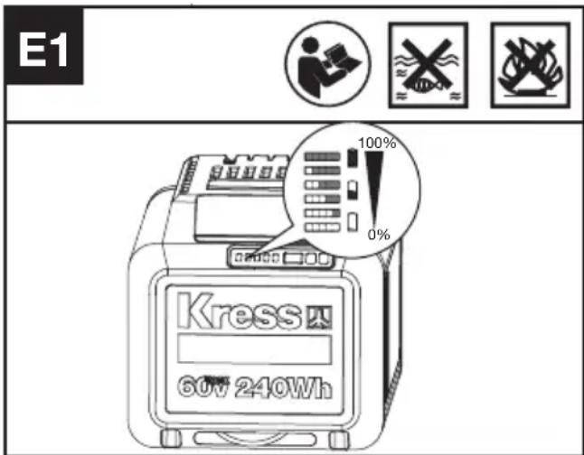 KRESS KC300.9 - KONTROLA STAVU NABITÍ BATERIE (VIZ OBR. E1) - 1