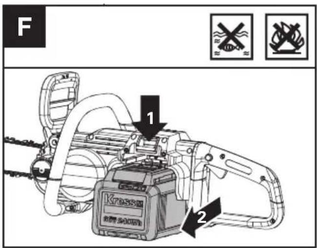 KRESS KC300.9 - FJERNING ELLER INSTALLERING AV BATTERIPAKKE (SE FIGUR F. G) - 1