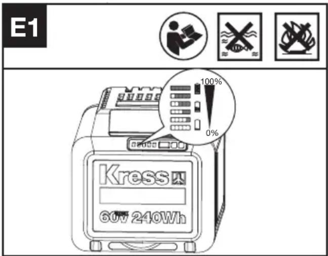 KRESS KC300.9 - CONTROLLO DELLO STATO DI CARICA DELLA BATTERIA (Vedi Fig. E1) - 1