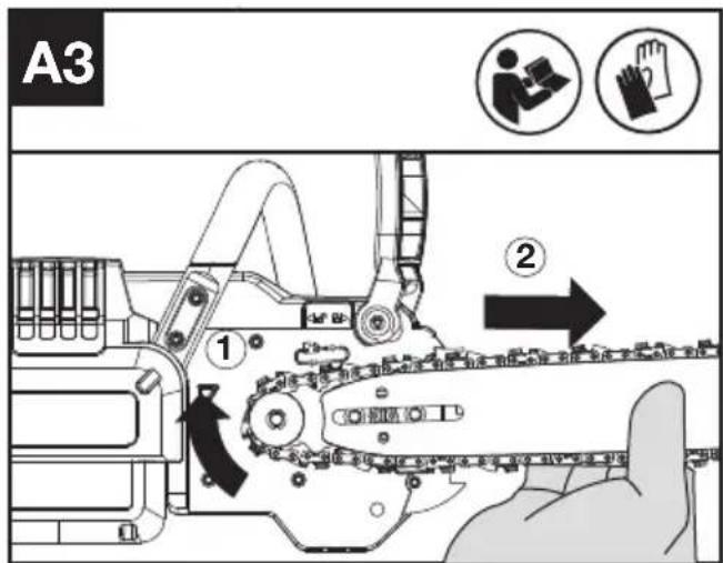 KRESS KC300.9 - MONTAJE DE LA ESPADA Y LA CADENA DE SIERRA - 3
