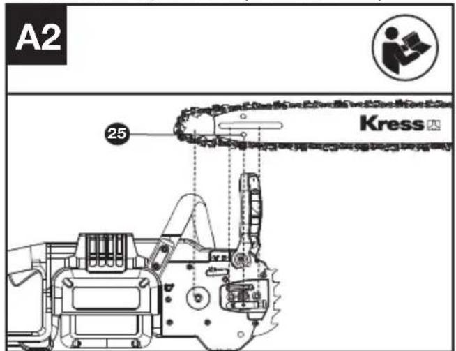 KRESS KC300.9 - MONTÁŽ ČEPELE A PÍLOVEJ REŤAZE - 2