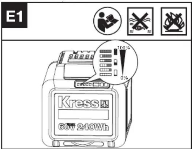 KRESS KC300.9 - VERIFICATION DE L'ETAT DE CHARGE DE LA BATTERIE (Voir Fig. E1) - 1