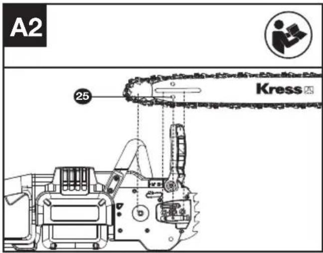 KRESS KC300.9 - MONTAJE DE LA ESPADA Y LA CADENA DE SIERRA - 2