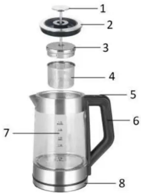 Emerio WK-122730.1 - USAGE DOMESTIQUE UNIQUEMENT DESCRIPTION DES PIÈCES - 1