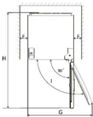 INVENTUM VR1682B - Abmessungen und freier Platz rundherum - 2