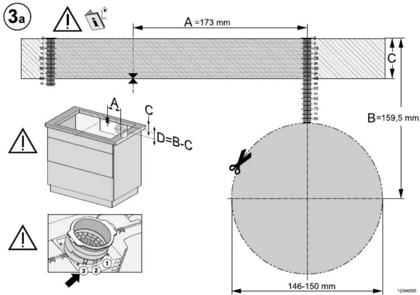3a A =173 mm B=159,5 mm 146-150 mm 12394500