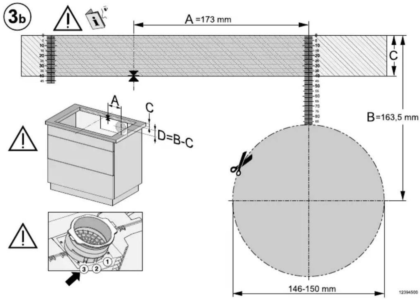 3b A =173 mm B=163,5 mm 146-150 mm 12394500