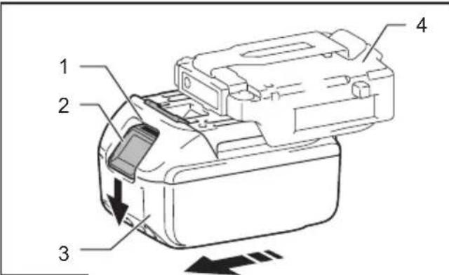 MAKITA DCJ205 - Installing or removing the battery cartridge - 1
