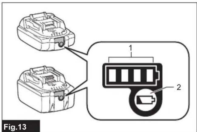MAKITA DCJ205 - Indicación de la capacité restante de la bateria - 1