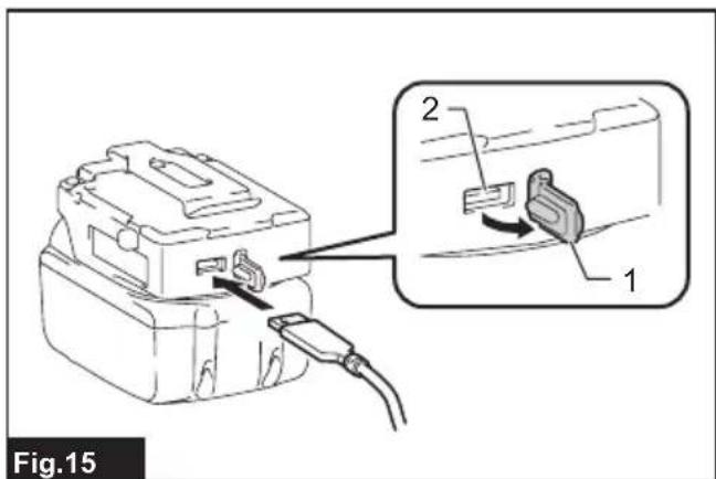 MAKITA DCJ205 - Connexion d'appareils USB - 1