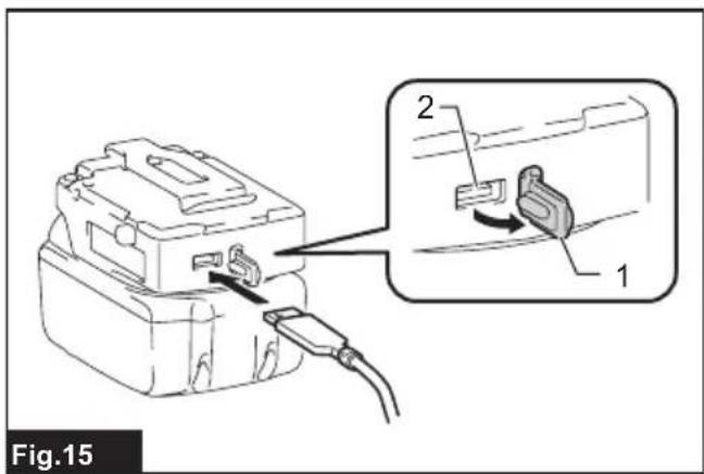 MAKITA DCJ205 - Connecting USB devices - 1
