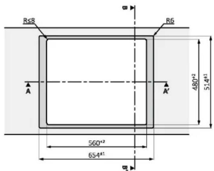 R≤8 R6 A A' 480±2 514±1 560±2 654±1 B