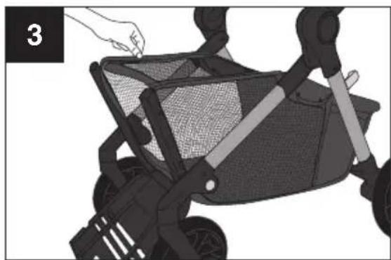 Evenflo Pivot Troop - Utilisation de la poussette - Ouverture du panier pour animal de compagnie - 3