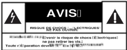 AVIS RISQUE DE CHOCs [ÉLECTRIQUES] NE PAS OUVRIN Évenir le risque de chocs [Électriques] ne pas retirer les vls. Toute r'Éparation devrait Éte l'Ét. Ét.