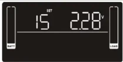 V7 UPS2URM1500DC-NC-1N - - 15: impostazione della tensione di mantenimento del caricabatterie - 1