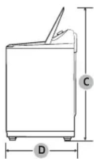 SAMSUNG WA54CG7105AV - Dimensions - 2