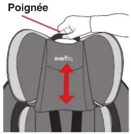 Evenflo EveryFit - Réglage de la position de l'appui-tête ou du harnais - 1