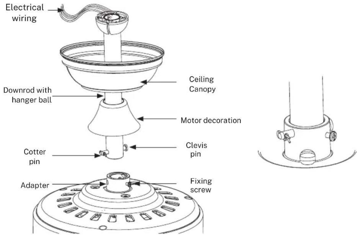 Create Wind Sail - Attaching the downrod to the motor housing - 1