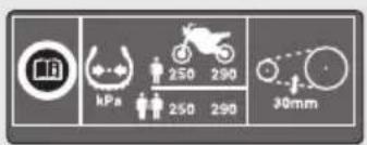 Honda CBR1000ST (2022) - ETIQUETTE D'INFORMATIONS SUR LES PNEUS ET LA CHAINE DE TRANSMISSION - 1