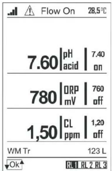 HAYWARD Pro Chem - 6b. Niveau d'affichage, trois et deux paramètres - 2
