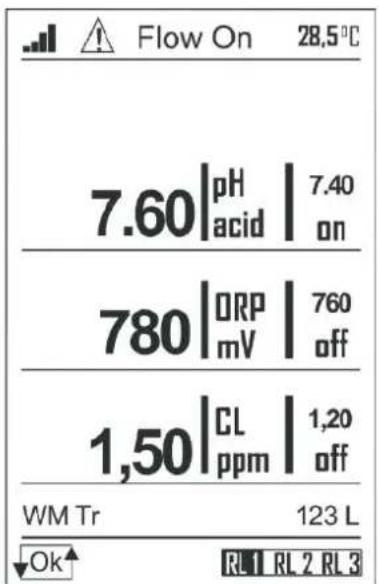 HAYWARD Pro Chem - 6b. Nível de visualização, três e dois parâmetros - 2