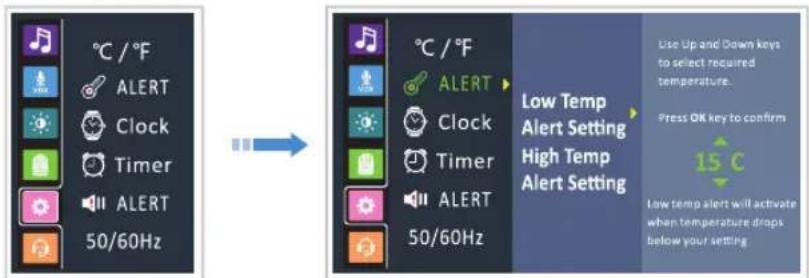 BABYSENSE Max View - Réglage de l'alerte de Température - 1