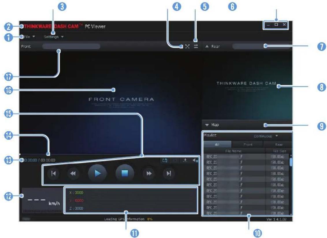 Thinkware ARC - Disposition de l'écran de la visionneuse pour ordinateur - 1