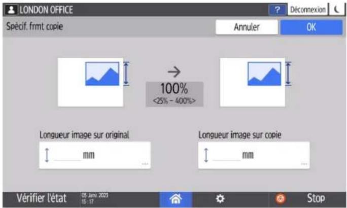 RICOH IM C6010 - Spécification d'un format (Agrandissement du format) - 1