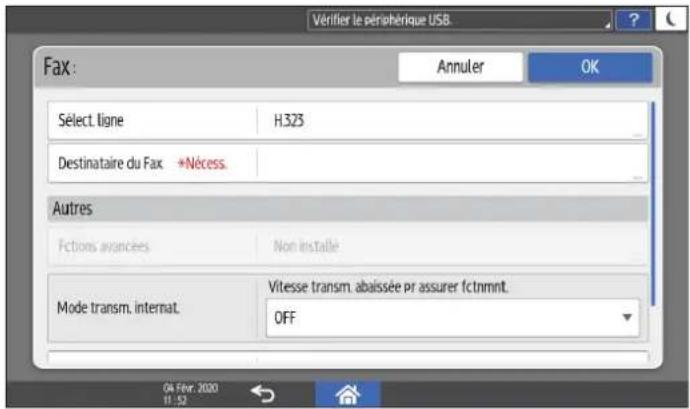 RICOH IM C6010 - Enregistrement d'un numéro de fax et des conditions d'envoi - 4