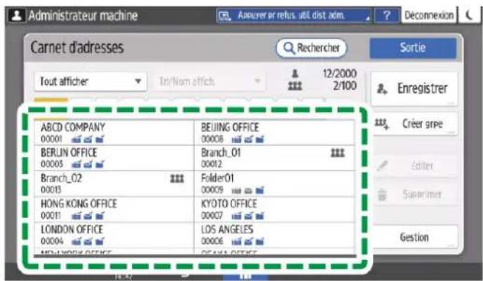 RICOH IM C6010 - Modification/Suppression des données enregistrées, telles que le numéro de fax - 2
