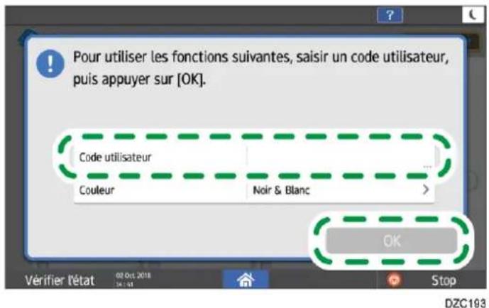 RICOH IM C6010 - Authentication à l'aide du code utilisateur - 1